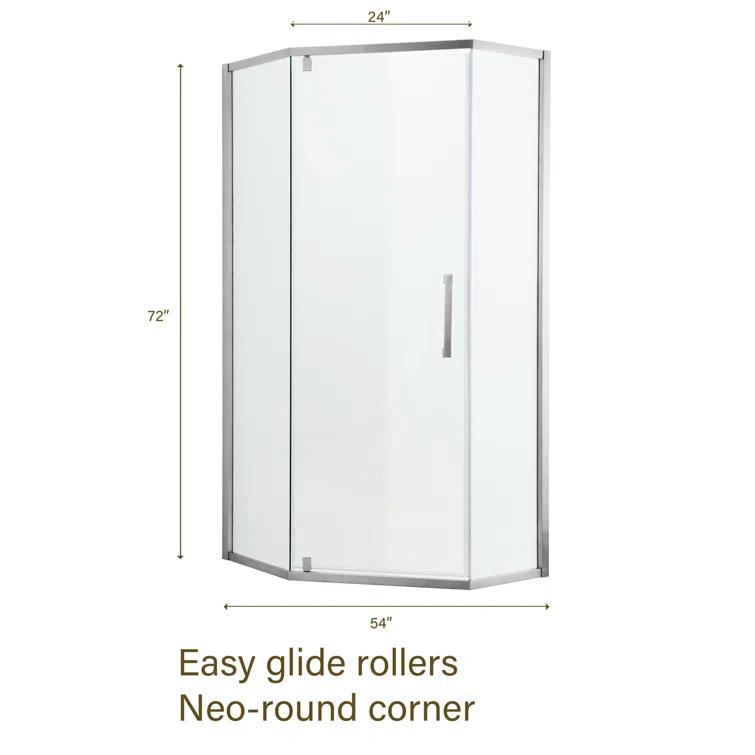 Audiohome Shower Door 34-1/8" X 72" Semi-Frameless Neo-Angle Hinged Shower Enclosure AHYTD-W124366340