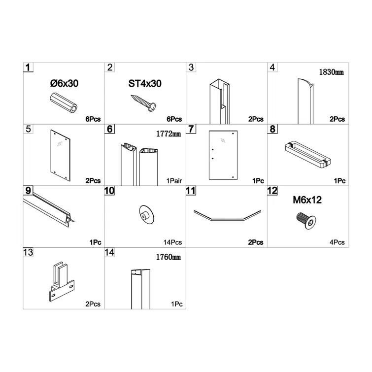 Audiohome Shower Door 34-1/8" X 72" Semi-Frameless Neo-Angle Hinged Shower Enclosure AHYTD-W124366340