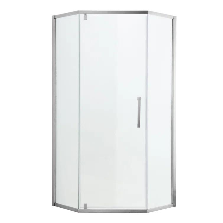 Audiohome Shower Door 34-1/8" X 72" Semi-Frameless Neo-Angle Hinged Shower Enclosure AHYTD-W124366340