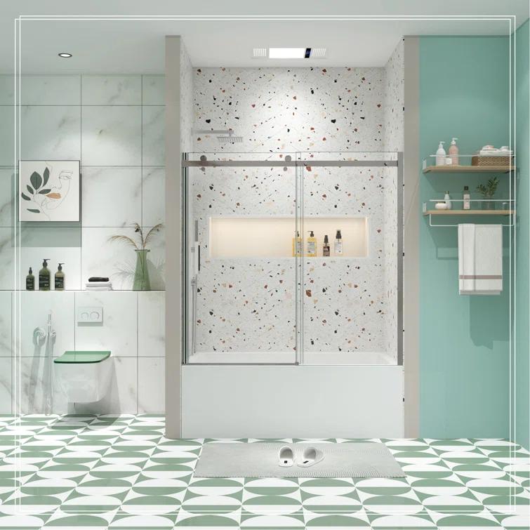 Bathtub Bypass Shower Door, Sliding Door, With 1/4" Tempered Glass
