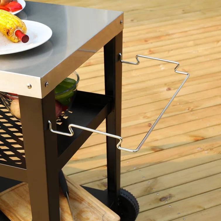 Royal Gourmet Royal Gourmet Movable 3-Shelf Grill Table with Removable Trash Bag Holder