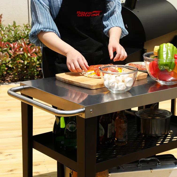 Royal Gourmet Royal Gourmet Movable 3-Shelf Grill Table with Removable Trash Bag Holder