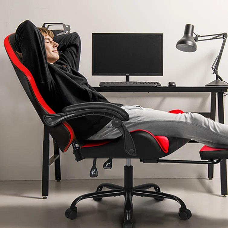 N-GEN Adjustable Ergonomic Faux Leather Swiveling PC & Racing Game Office Desk Chair with Flip-Up Arms