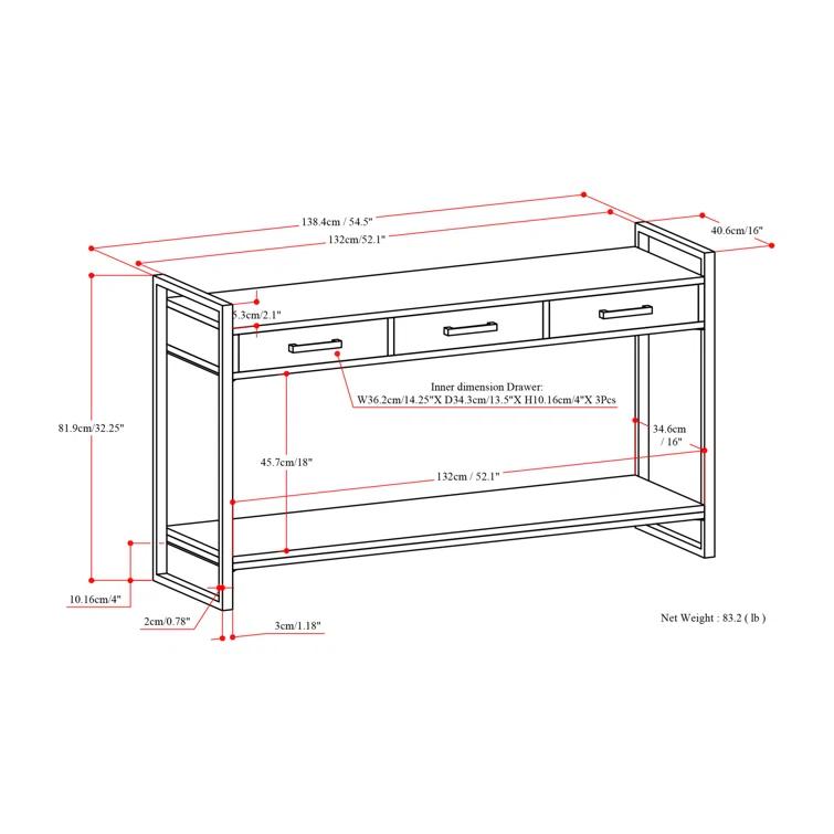 Riverside 54.3'' Solid Wood Console Table