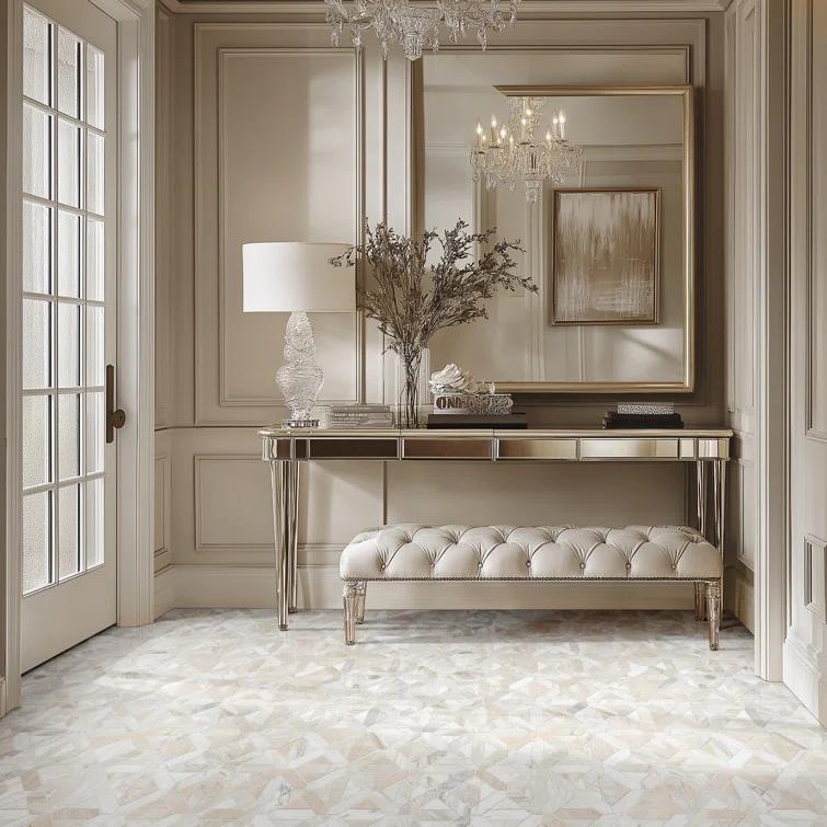 Athena Gold Geometrica 12" x 12" Honed Marble Mesh Mounted Mosaic Tile