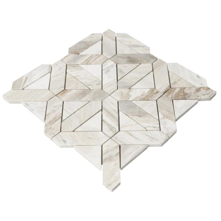 Athena Gold Geometrica 12" x 12" Honed Marble Mesh Mounted Mosaic Tile