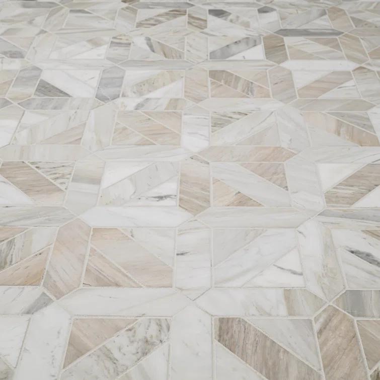 Athena Gold Geometrica 12" x 12" Honed Marble Mesh Mounted Mosaic Tile
