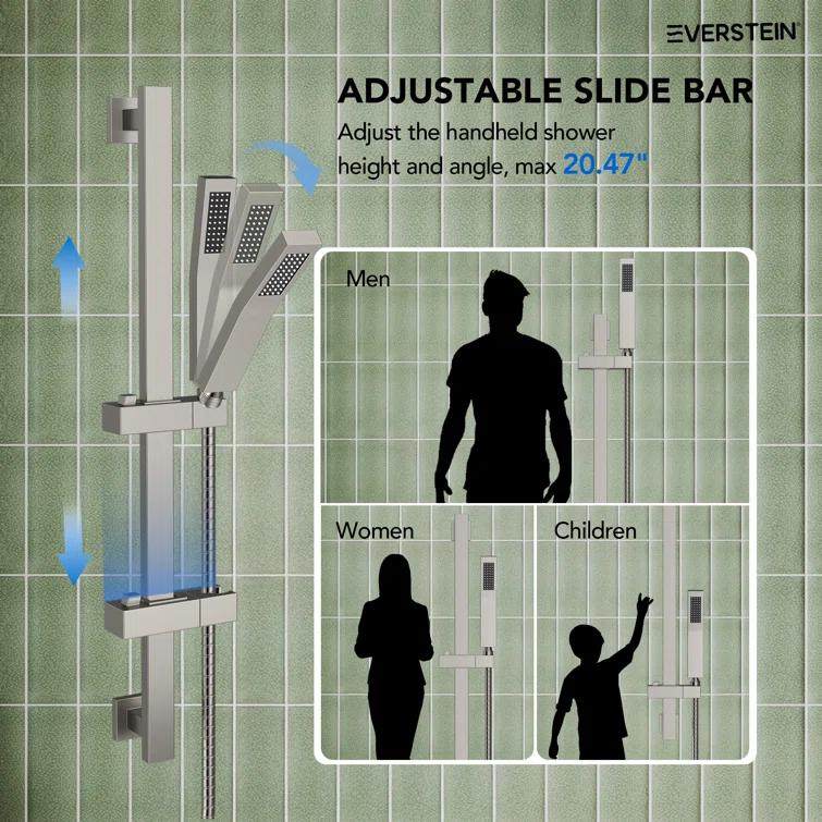 RainfallCascade 10" Pressure Balanced Slide BarShower System with Rough-In Valve