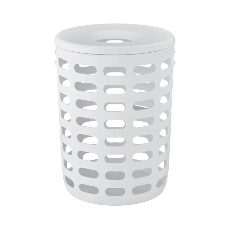 White Plastic Laundry Basket with Removable Lid