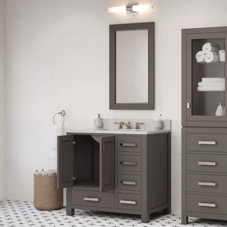 Madison 36 in. W x 21.5 in. D x 34 in. H Single Sink Bath Vanity in Cashmere Grey with Carrara White Marble Top