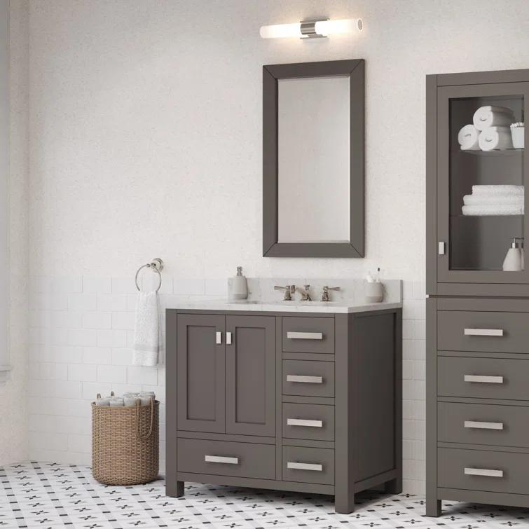 Madison 36 in. W x 21.5 in. D x 34 in. H Single Sink Bath Vanity in Cashmere Grey with Carrara White Marble Top
