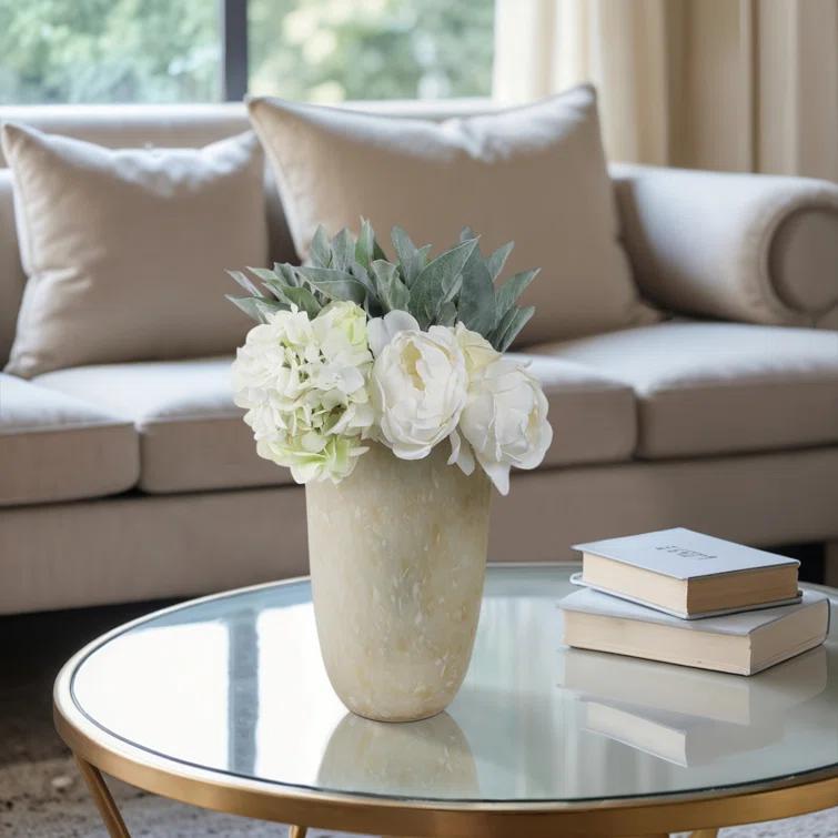 Ivory Handcrafted Round Glass Table Vase