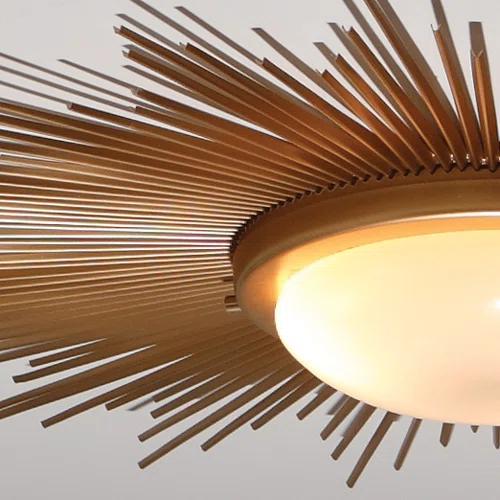 Sunburst Gold and Frosted Glass 2-Light Flush Mount