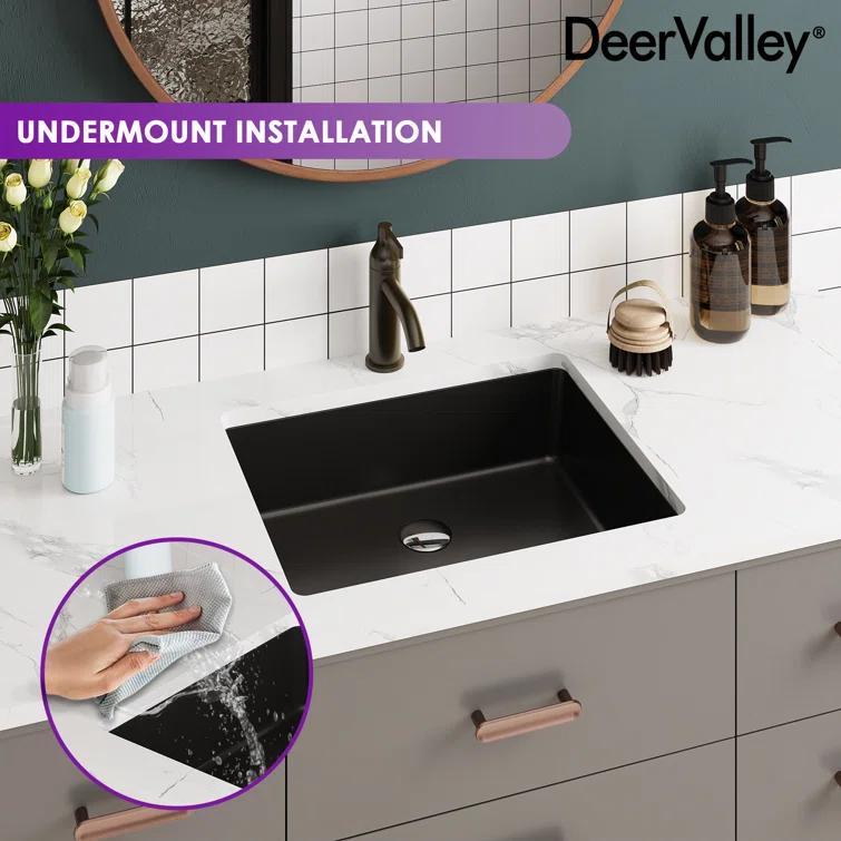 DeerValley Ursa 20" X 15.6" Rectangular Vitreous China Undermount Bathroom Sink with Overflow