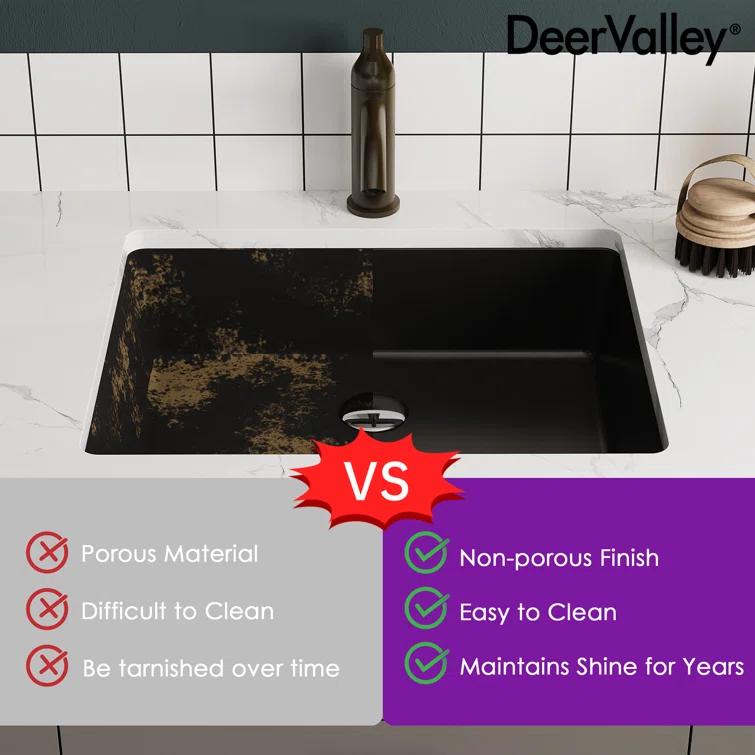 DeerValley Ursa 20" X 15.6" Rectangular Vitreous China Undermount Bathroom Sink with Overflow
