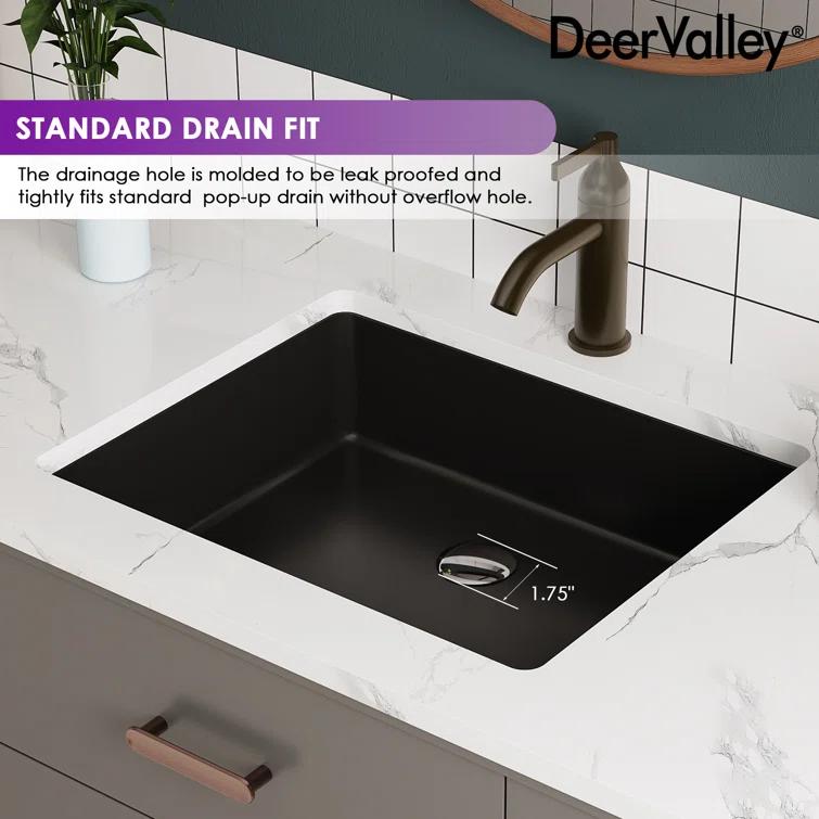 DeerValley Ursa 20" X 15.6" Rectangular Vitreous China Undermount Bathroom Sink with Overflow