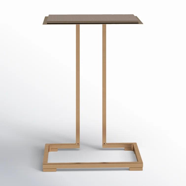 Antique Brass 24" Rectangular Metal End Table