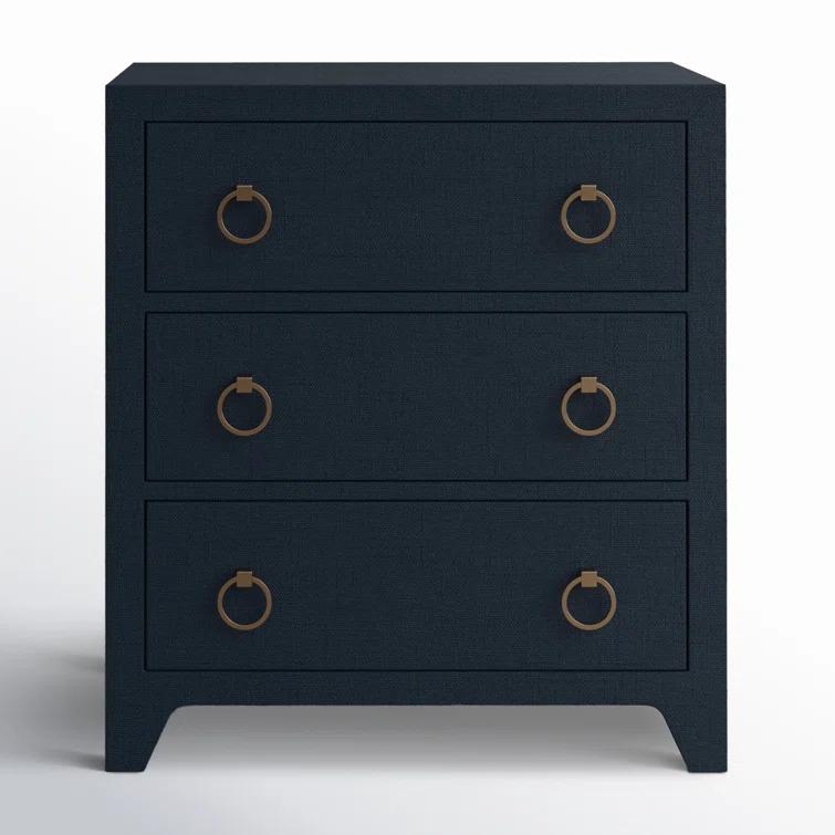 Butler Specialty Company Bar Harbor Raffia 3 Drawer Chest - Navy Blue