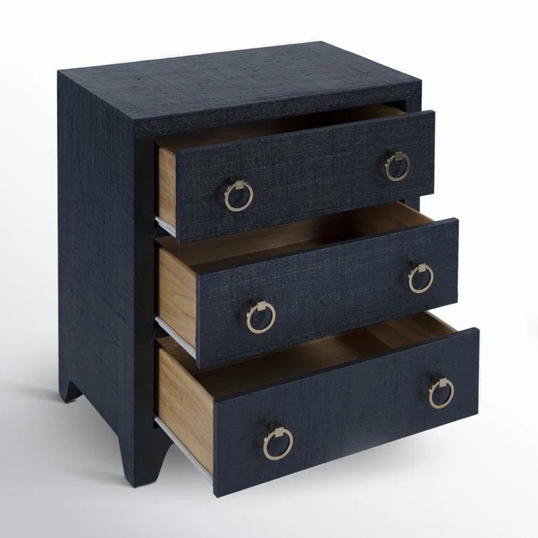 Butler Specialty Company Bar Harbor Raffia 3 Drawer Chest - Navy Blue