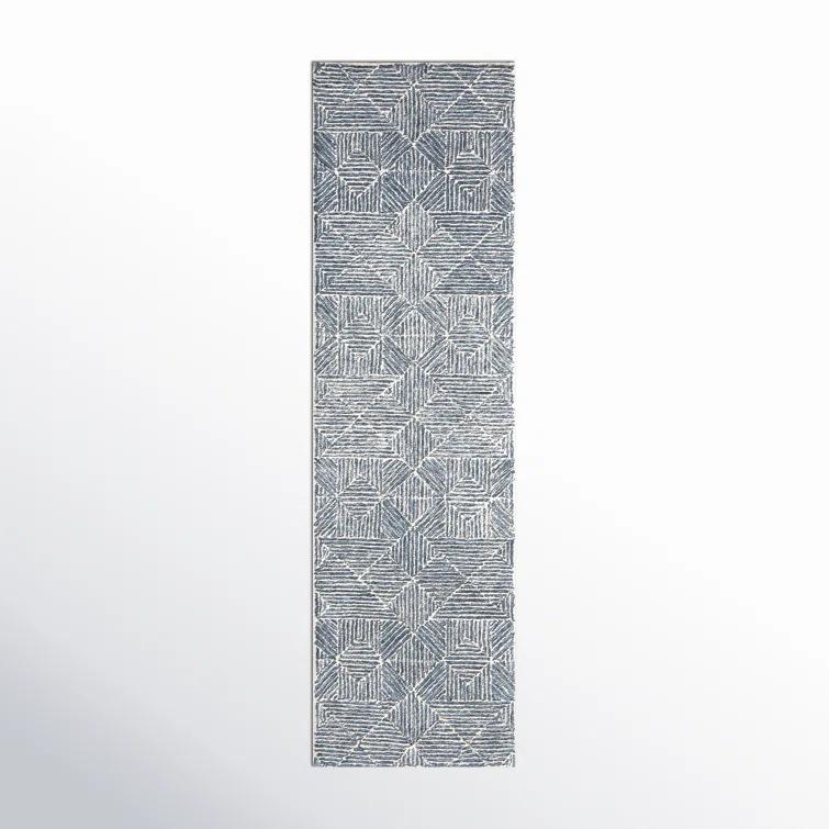 Linsly Handmade Blue/Ivory Rug