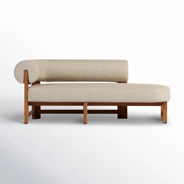 Malta Teak and Olefin Outdoor Chaise Lounge
