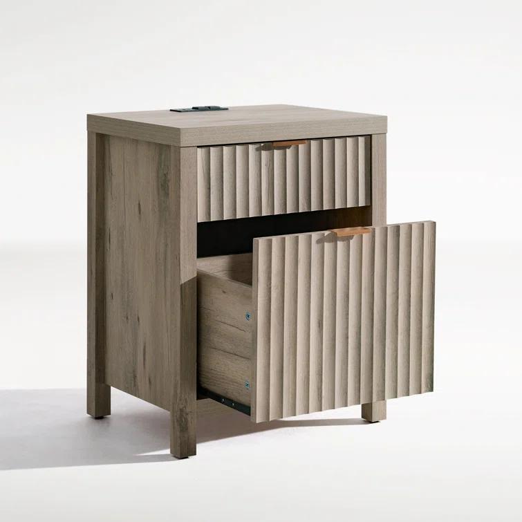 Arrilla 25'' 2 - Drawer Nightstand with Built-In Outlets
