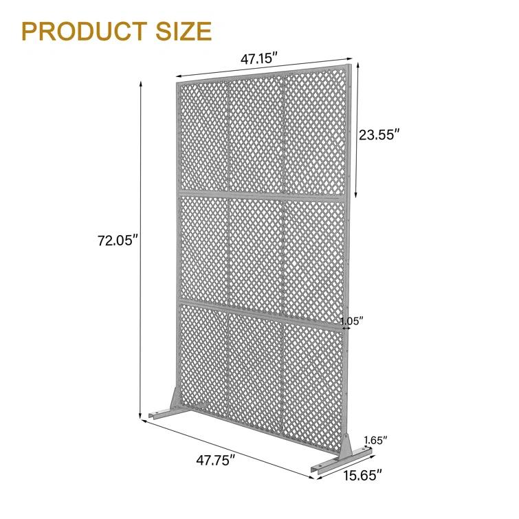 UIXE 72.05''H x 47.75''W Wicker Privacy Metal Screen Fence Panel Double Colored Screen