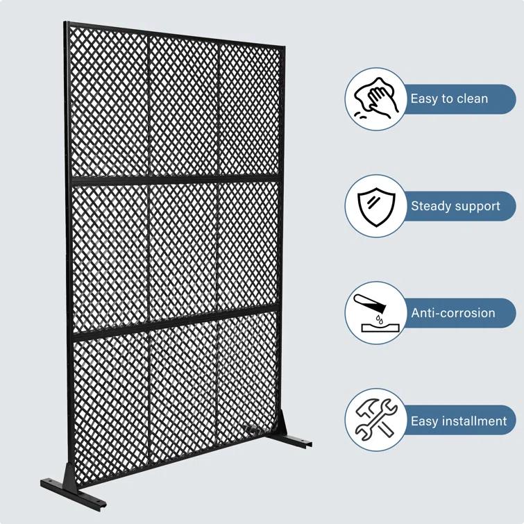 UIXE 72.05''H x 47.75''W Wicker Privacy Metal Screen Fence Panel Double Colored Screen
