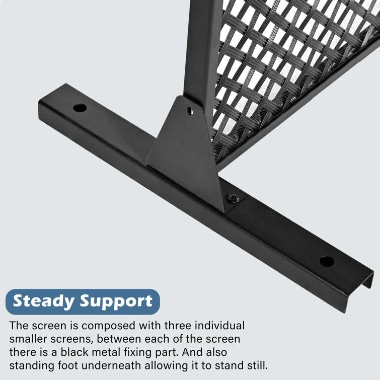 UIXE 72.05''H x 47.75''W Wicker Privacy Metal Screen Fence Panel Double Colored Screen