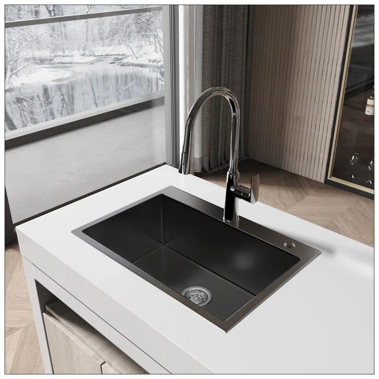 27"X19" Undermount Kitchen SinkStainless Steel Under Counter Deep Single Bowl Undermount Sink Basin (Sink Only)