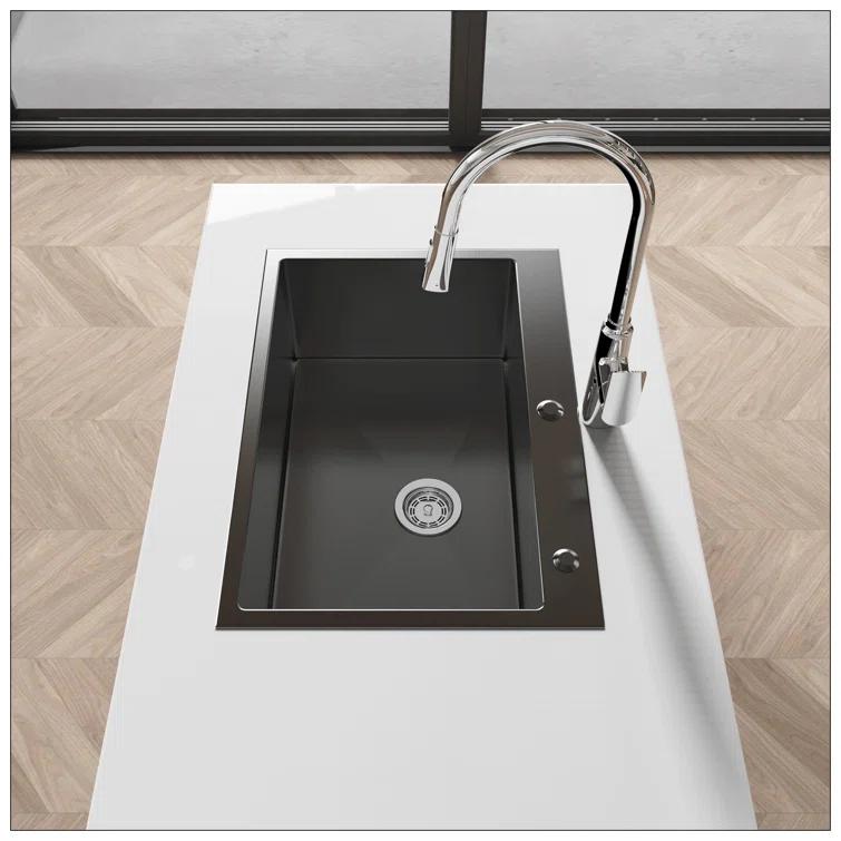 27"X19" Undermount Kitchen SinkStainless Steel Under Counter Deep Single Bowl Undermount Sink Basin (Sink Only)