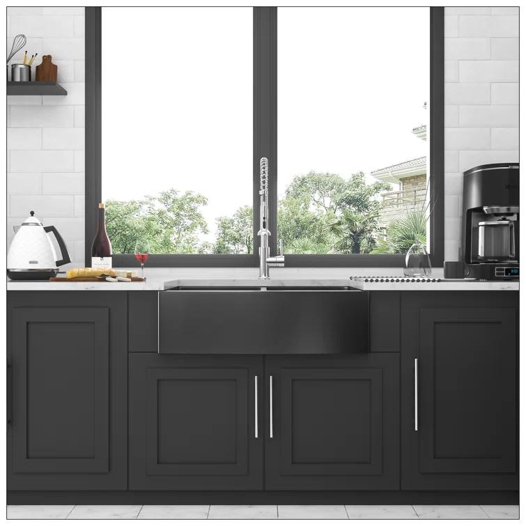 Gunmetal Black Double Bowl (50/50) Farmhouse Sink- 33"X21"X10"Stainless Steel Apron Front Kitchen Sink 16 Gauge With Two 10" Deep Basin