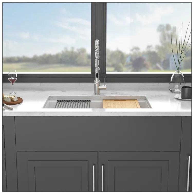Quartz Kitchen Sink - 33X19" Granite Composite Workstation Undermount Kitchen Sink