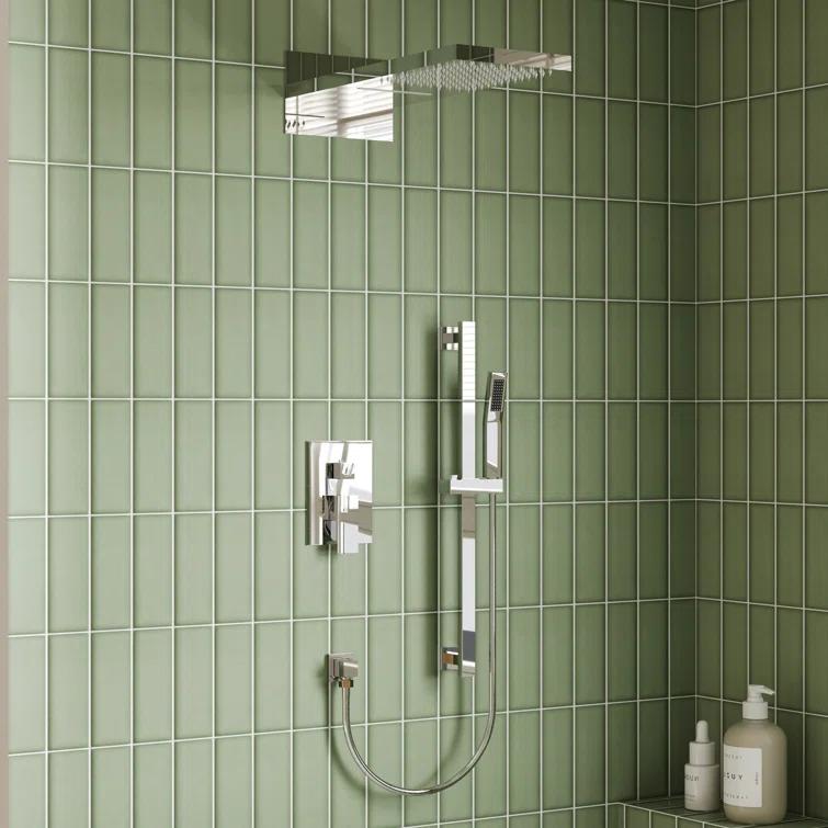 Dual-Function Wall Mounted Waterfall & Rainfall Shower Faucet Set With Rough-In Valve