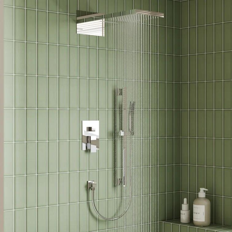 Dual-Function Wall Mounted Waterfall & Rainfall Shower Faucet Set With Rough-In Valve