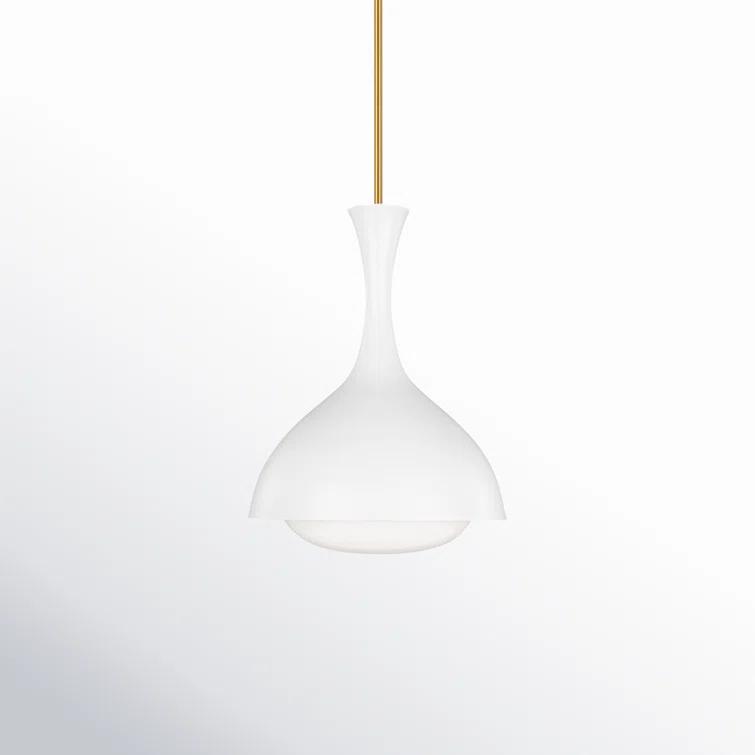 Lucerne Matte White and Burnished Brass Globe Pendant Light