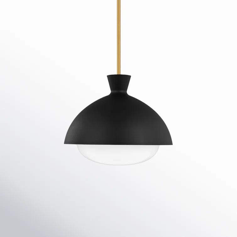 Lucerne 15'' Midnight Black and Brass Globe Pendant Light