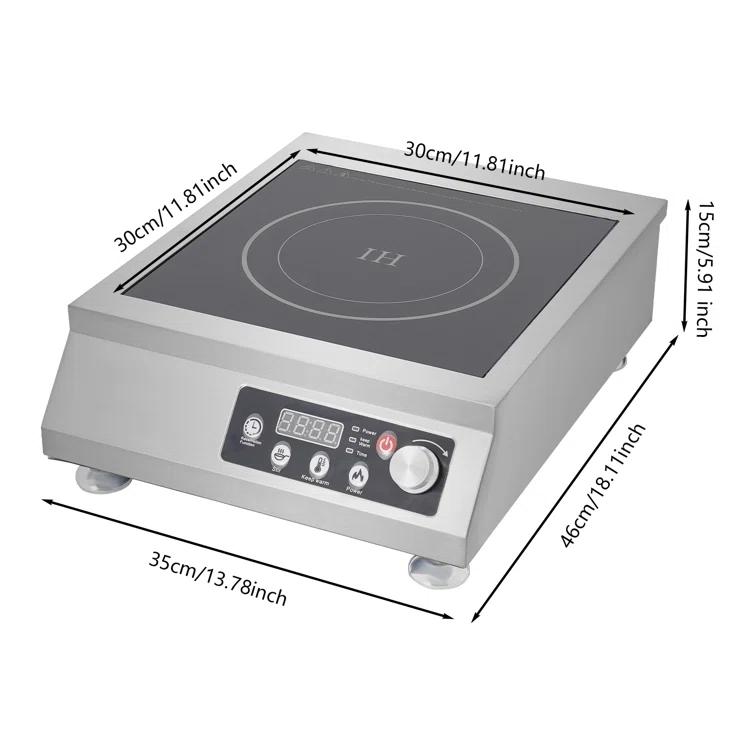 3500W Rectangle Commercial Electric Induction Cooktop With Timing Function