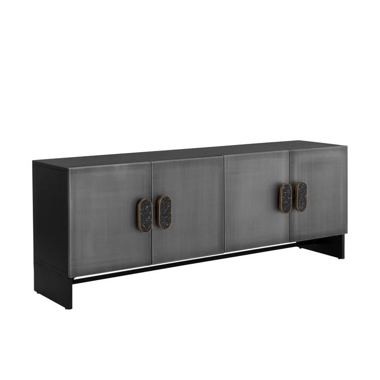 Viserys 72" Black and Silver Terrazzo Marble Sideboard