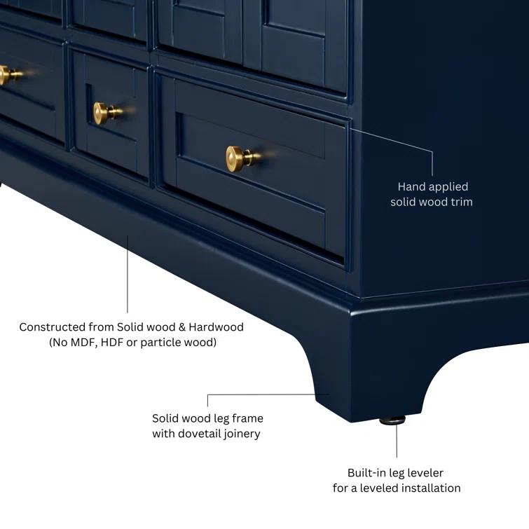 Audrey 60 in. Heritage Blue Double Bath Vanity with Marble Top