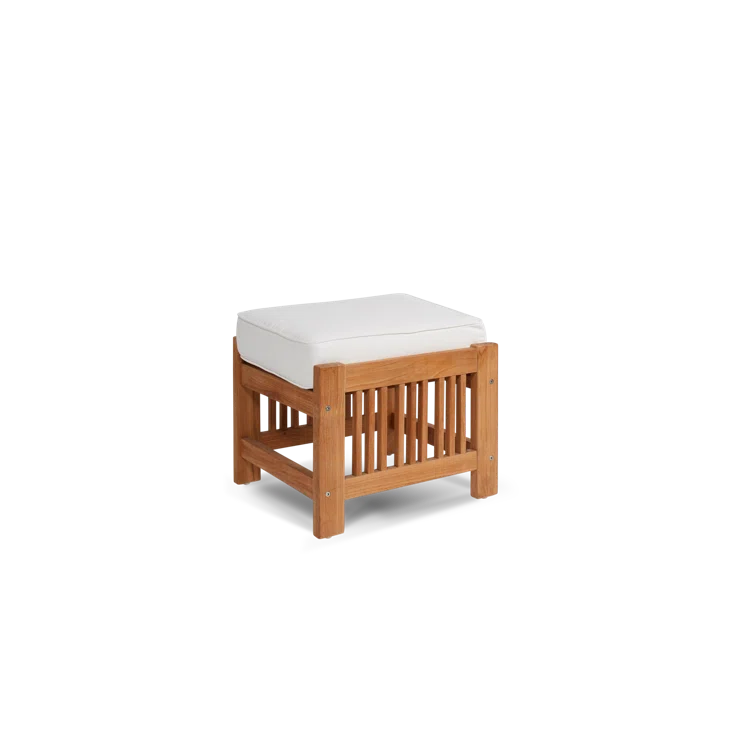 Summer Natural Teak Patio Sofa Set with White Sunbrella Cushions