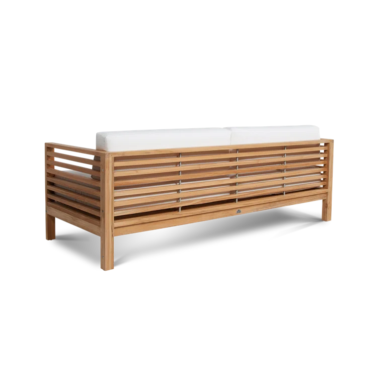 Summer Natural Teak Patio Sofa Set with White Sunbrella Cushions