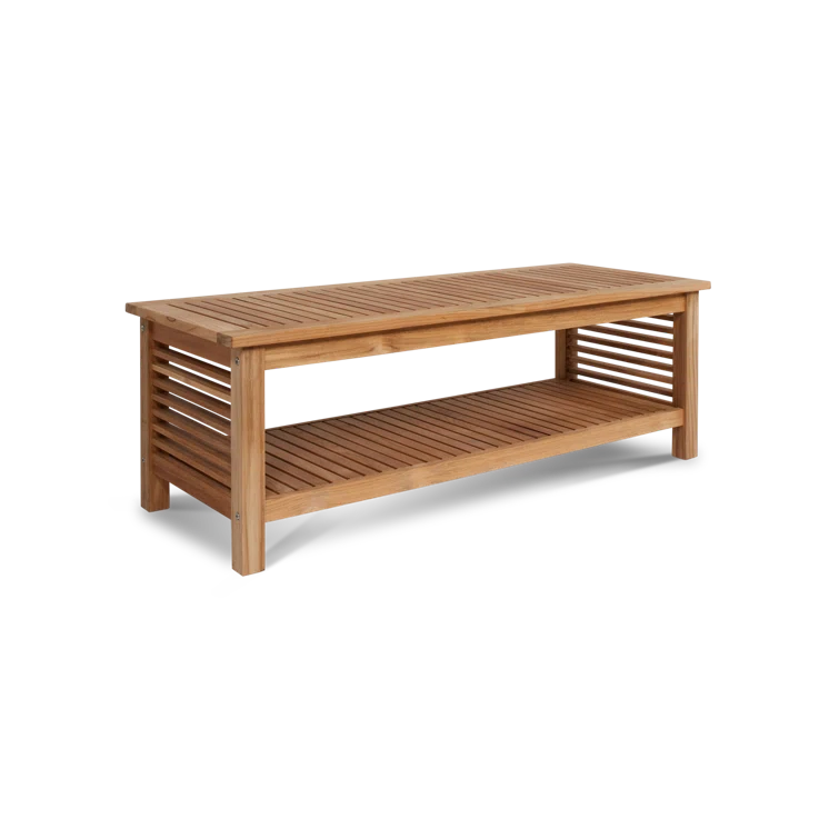 Summer Natural Teak Patio Sofa Set with White Sunbrella Cushions