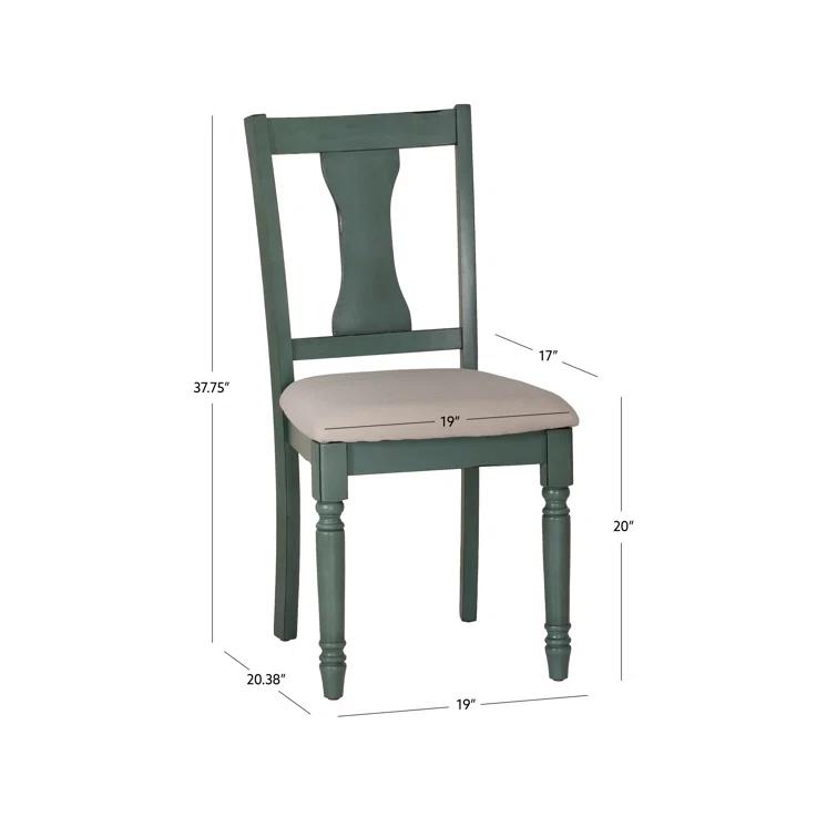 Willow Slat Back Turned Leg Upholstered Side Chair