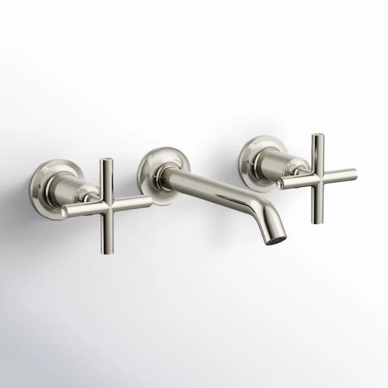 Kohler ® Purist ® Polished Nickel Wall-Mounted Bathroom Sink Faucet and Handles