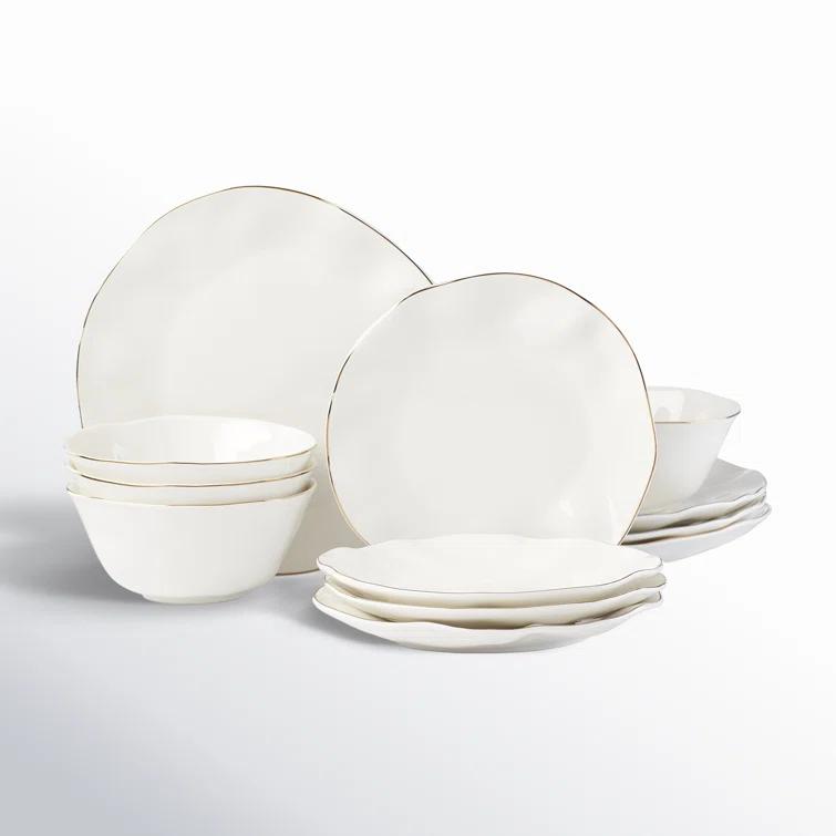 Blue Bay White 12-Piece Dinnerware Set