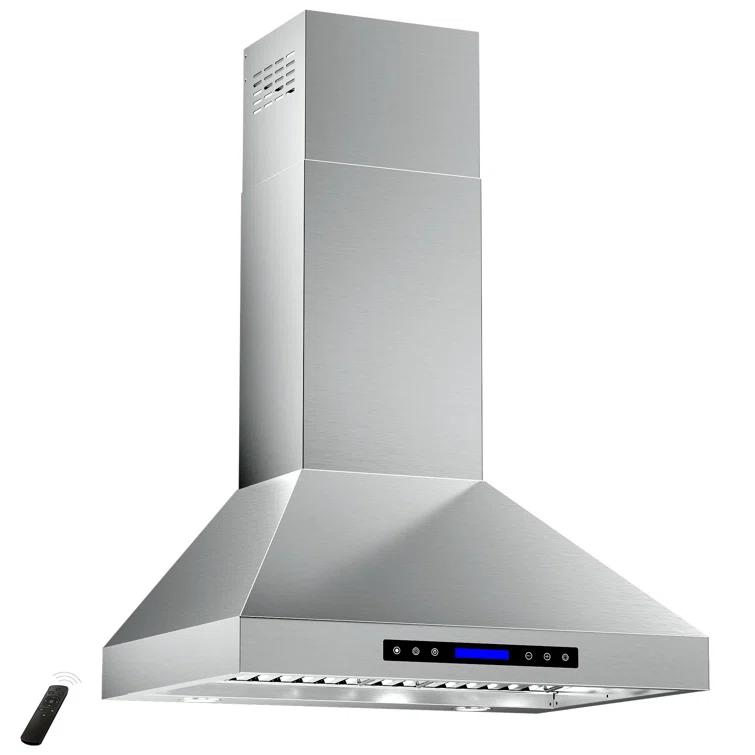 Fuhuoso 36 in. 900CFM Convertible Wall Mount Range Hood with 4 Lights,Remote,Touch Control,Long-term Warranty in Stainless Steel
