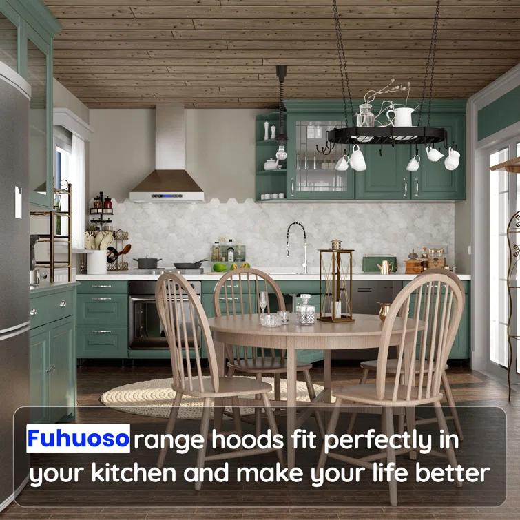 Fuhuoso 36 in. 900CFM Convertible Wall Mount Range Hood with 4 Lights,Remote,Touch Control,Long-term Warranty in Stainless Steel