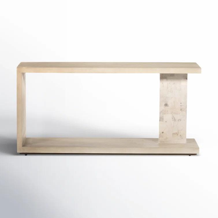 Cantilevered Modern Darian Console Table in White Mahogany