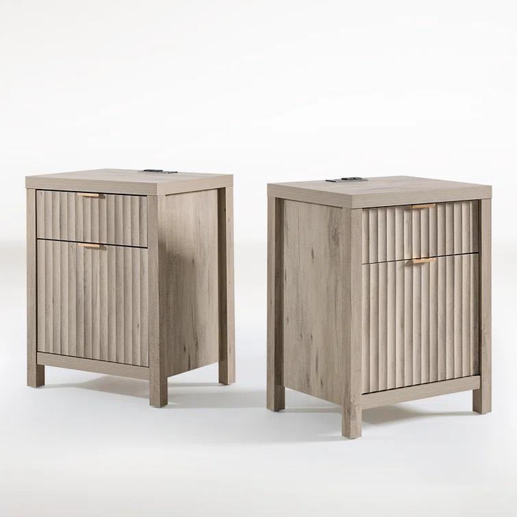 Arrilla 25'' 2 - Drawer Nightstand with Built-In Outlets